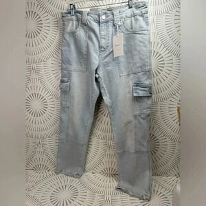KanCan NWT Women’s Winston‎ High Rise Cargo Slim Straight Light Wash Size 29/11